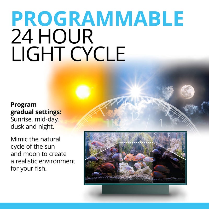 Fluval Aquasky 2.0 Bluetooth LED Aquarium Light â€“ 27W, 36â€“48" | RGB + 6500K White | App-Controlled with 24-Hour Light Cycle & Weather Effects | IP67 Waterproof | Wide 120 Coverage - Image 3